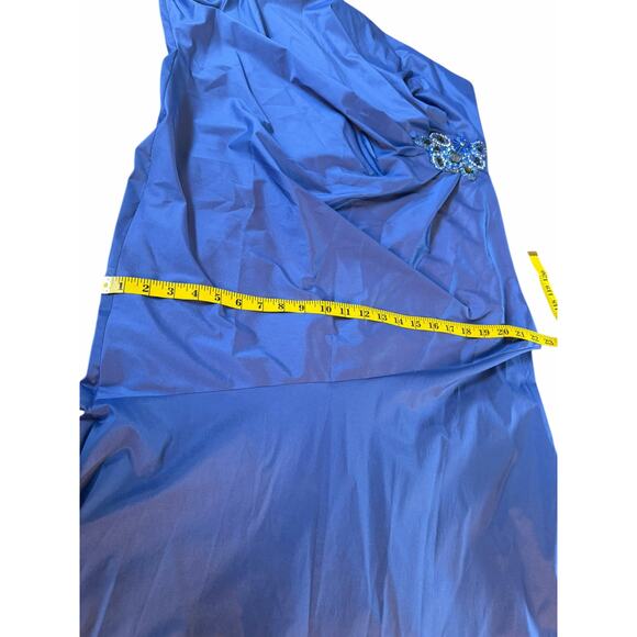 NWT David Meister Blue One Shoulder Jeweled Gown - Size 22 - Picture 8 of 16